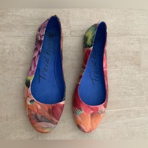 John Fluevog multi-color floral ballet flats